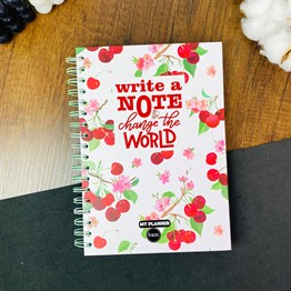 Kiraz Motto Tasarımlı Spiralli Defter 