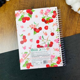 Kiraz Motto Tasarımlı Spiralli Defter 
