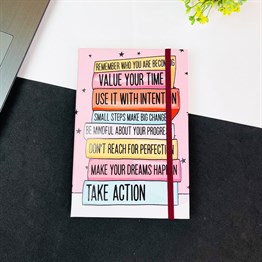 Kitap Motto Tasarımlı Lastikli Defter