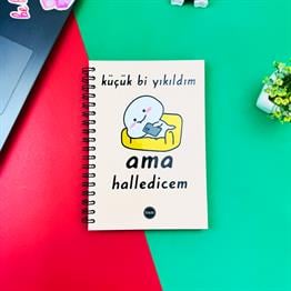 Küçük Bi Yıkıldım Tasarımlı Spiralli Defter