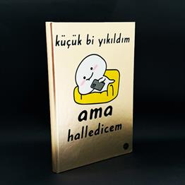 Küçük Bir Yıkıldım Tasarımlı Metal Kapaklı Lastikli Defter