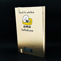 Küçük Bir Yıkıldım Tasarımlı Metal Kapaklı Lastikli Defter