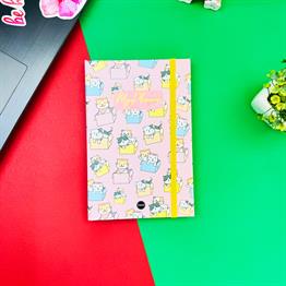 Kutu Kutu Kedi Tasarımlı Lastikli Defter