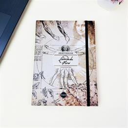 Leonardo Da Vinci Tasarımlı 21x14Cm Siyah Yaprak Sketch Book - Eskiz Defteri