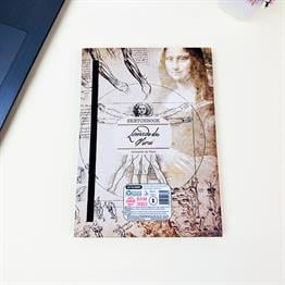 Leonardo Da Vinci Tasarımlı 21x14Cm Siyah Yaprak Sketch Book - Eskiz Defteri