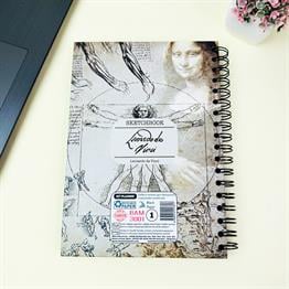 Leonardo Da Vinci Tasarımlı 23x16Cm  Siyah Yaprak Sketch Book - Eskiz Defteri