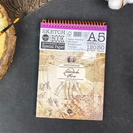 Leonardo Da Vinci Tasarımlı  A5 Sketch Book - Eskiz Defteri