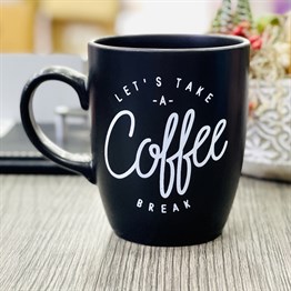 Lets Take A Coffee Break Black Printed Mug