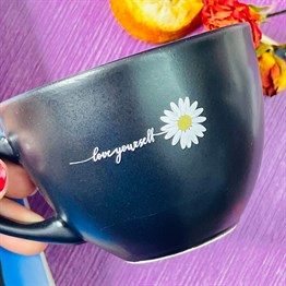 Love Yourself Black Printed Cup