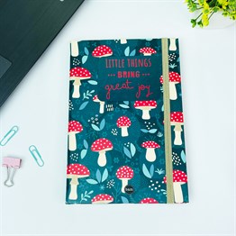 Mantar Motto Tasarımlı Lastikli Defter