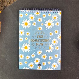Mavi Papatya Tasarımlı  A5 Sketch Book - Eskiz Defteri