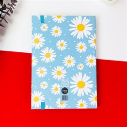 Mavi Papatya Tasarımlı Lastikli Defter 