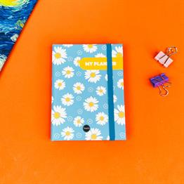 Mavi Papatya Tasarımlı Sert Kapaklı Mini Defter