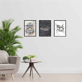 Mermer Motto Tasarım Duvar Panosu 3lü Set 20X30 cm