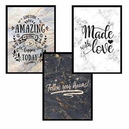 Mermer Motto Tasarım Duvar Panosu 3lü Set 20X30 cm
