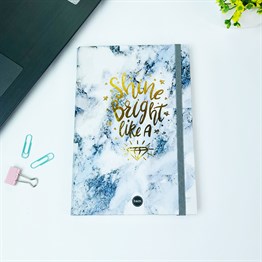 Mermer Motto Tasarımlı Lastikli Defter