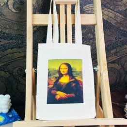 Mona Lisa Tasarımlı Kalın Kitap Görünümlü Defter Ve Bez Çanta