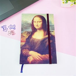 Mona Lisa Tasarımlı Kalın Kitap Görünümlü Defter