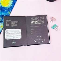 Mona Lisa Tasarımlı Sert Kapaklı Lastikli Mini Defter