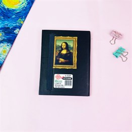 Mona Lisa Tasarımlı Sert Kapaklı Lastikli Mini Defter