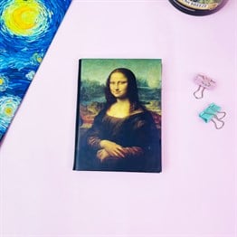 Mona Lisa Tasarımlı Sert Kapaklı Lastikli Mini Defter
