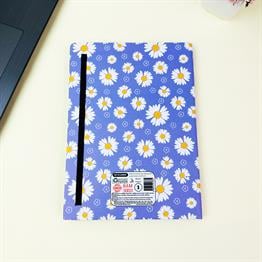 Mor Papatya Tasarımlı 21x14Cm Siyah Yaprak Sketch Book - Eskiz Defteri