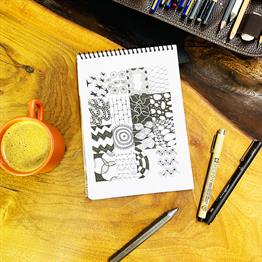 Mor Papatya Tasarımlı A5 Sketch Book - Eskiz Defteri