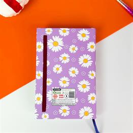 Mor Papatya Tasarımlı Kalın Kitap Görünümlü Defter