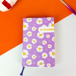 Mor Papatya Tasarımlı Kalın Kitap Görünümlü Defter