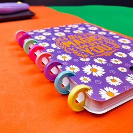 Mor Papatya Tasarımlı Kalp Spiralli Defter