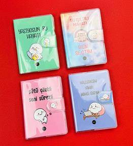 Motto Tasarım Pvc Kapaklı Defter 10,5x7,5 Cm x24