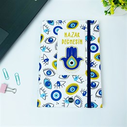 Nazar Değmesin Tasarımlı Lastikli Defter