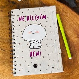 Ne Biliyim Ben Tasarımlı Çanta Kapaklı Spiralli Defter