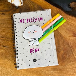 Ne Biliyim Ben Tasarımlı Çanta Kapaklı Spiralli Defter