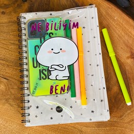 Ne Biliyim Ben Tasarımlı Çanta Kapaklı Spiralli Defter