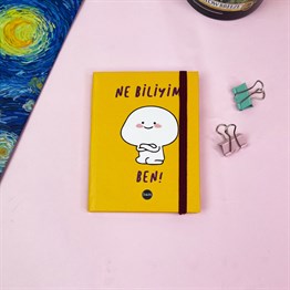 Ne Biliyim Ben Tasarımlı Sert Kapaklı Lastikli Mini Defter