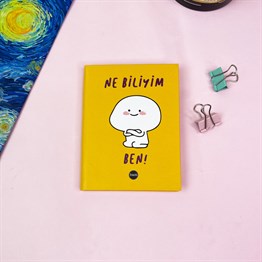 Ne Biliyim Ben Tasarımlı Sert Kapaklı Lastikli Mini Defter