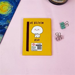 Ne Biliyim Ben Tasarımlı Sert Kapaklı Lastikli Mini Defter
