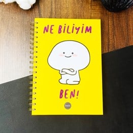 Ne Biliyim Ben Tasarımlı Çizgili Spiralli Defter