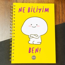 Ne Biliyim Ben Tasarımlı Çizgili Spiralli Defter