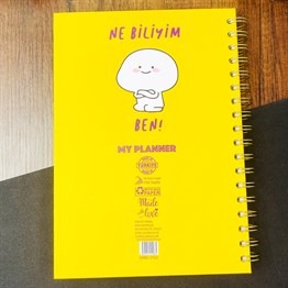 Ne Biliyim Ben Tasarımlı Çizgili Spiralli Defter