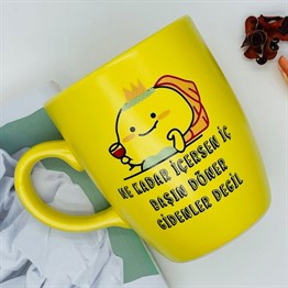 Ne Kadar İçersen İç Başın Döner Gidenler Değil Yellow Printed Mug