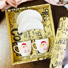 Çikilata Yemeliyim Turkish Coffee Cups Set & Saucer With Special Box