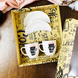 Coffe İs Always A Good Turkish Coffee Cups Set & Saucer With Special Box