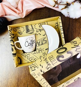 Coffe İs Always A Good Turkish Coffee Cup & Saucer With Special Box