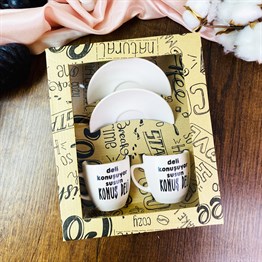 Deli Konuşuyor Susun Turkish Coffee Cups Set & Saucer With Special Box