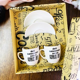 Deli Konuşuyor Susun Turkish Coffee Cups Set & Saucer With Special Box