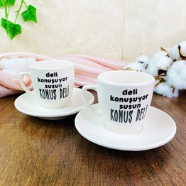 Deli Konuşuyor Susun Turkish Coffee Cups Set & Saucer With Special Box