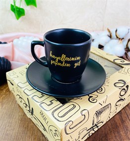 Gold Hayallerinin Peşinden Git Turkish Coffee Cup & Saucer With Special Box