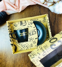 Gold Hayallerinin Peşinden Git Turkish Coffee Cup & Saucer With Special Box